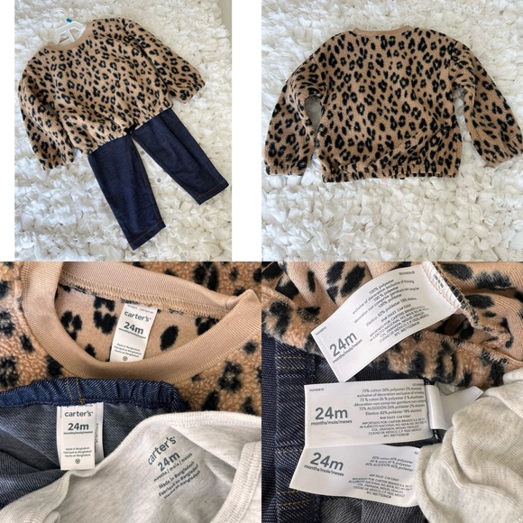 Baby Girl Carter's Leopard Print Pullover, Bodysuit & Pants Set SIZE 24M - Picture 15 of 16